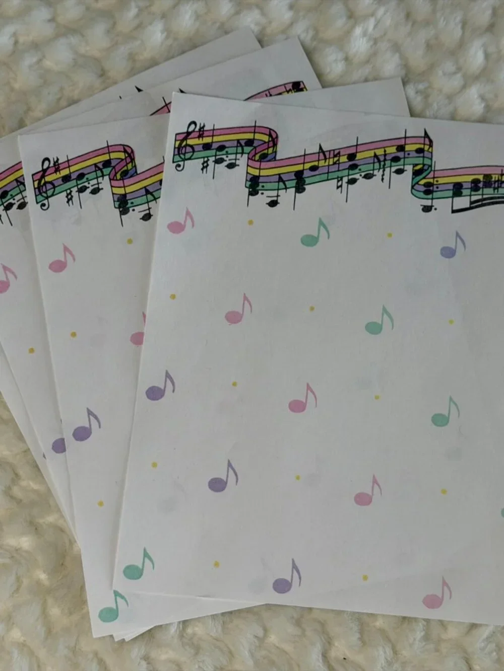Vintage Multi Color Music Note Stationary Paper (4 Sheets)